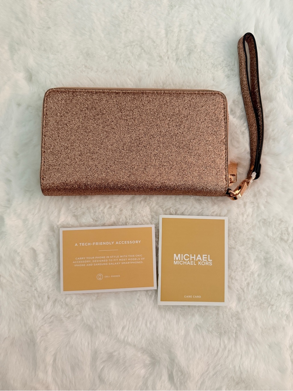 Michael Kors Rose Gold Zip Tech Wristlet